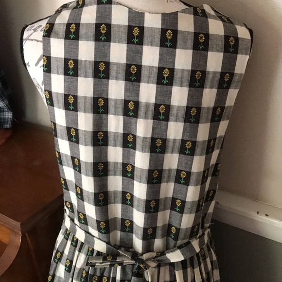 Rare Vintage Handmade Sunflower Tea Pot Cotton Gingham Calico Embroidered Dress - Picture 14 of 14